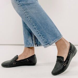 Birdies Starling black woven faux leather flat size 9 NIB
